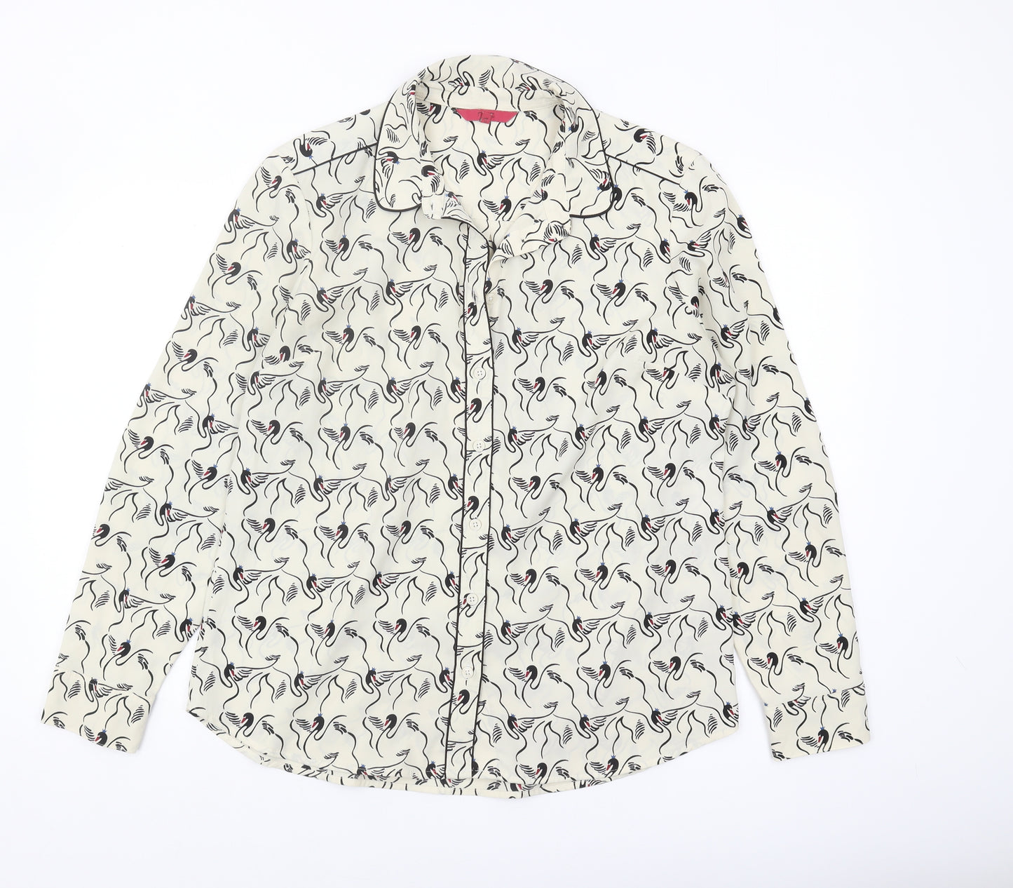 Next Women's White Animal Print Button-Up Shirt UK 14