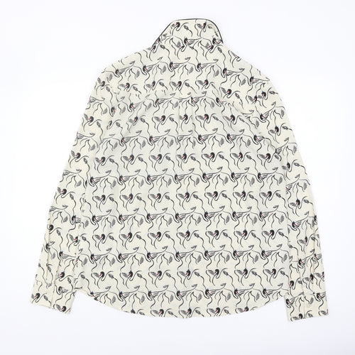 Next Women's White Animal Print Button-Up Shirt UK 14