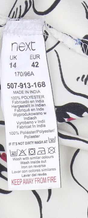 Next Women's White Animal Print Button-Up Shirt UK 14