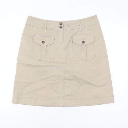 Boden Women's Beige Cotton Skirt Size 12 with Pockets
