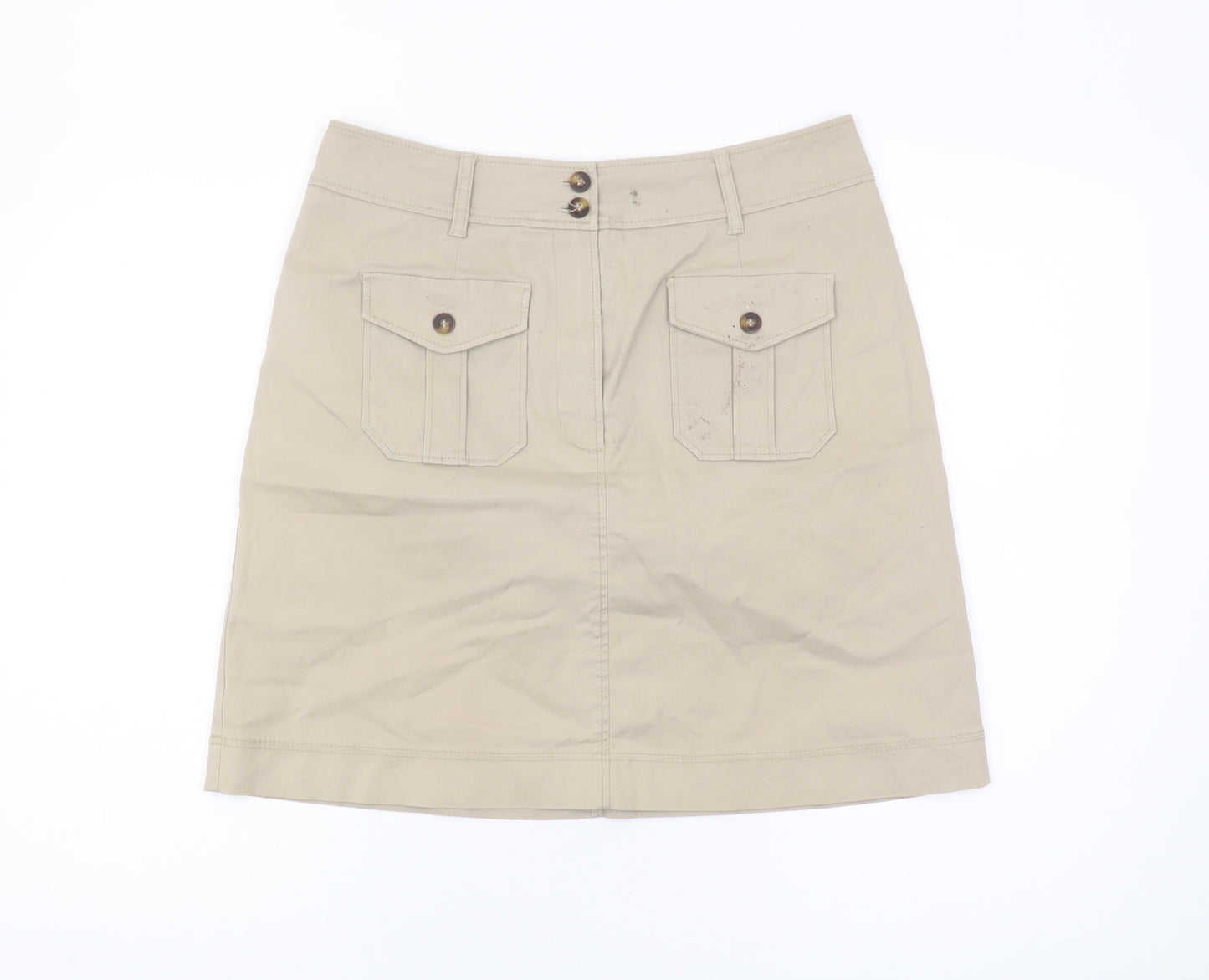 Boden Women's Beige Cotton Skirt Size 12 with Pockets