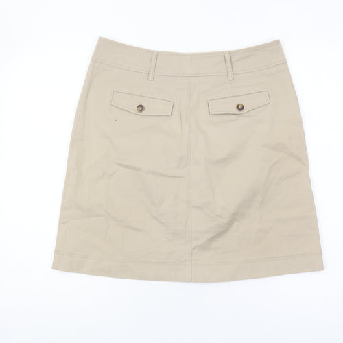 Boden Women's Beige Cotton Skirt Size 12 with Pockets