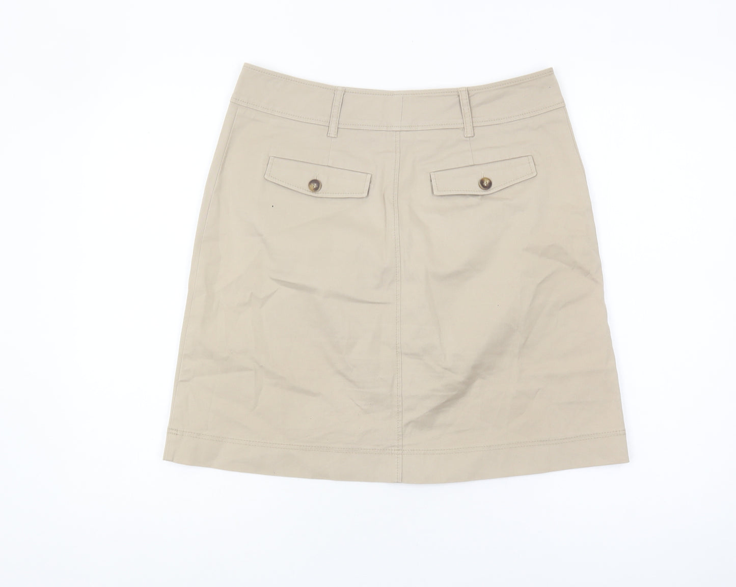Boden Women's Beige Cotton Skirt Size 12 with Pockets