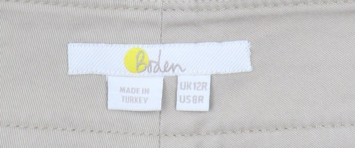 Boden Women's Beige Cotton Skirt Size 12 with Pockets