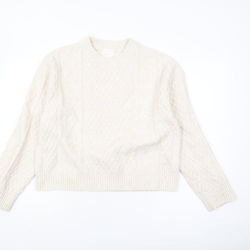 H&M Women's Beige Cable-Knit Jumper, Size 12