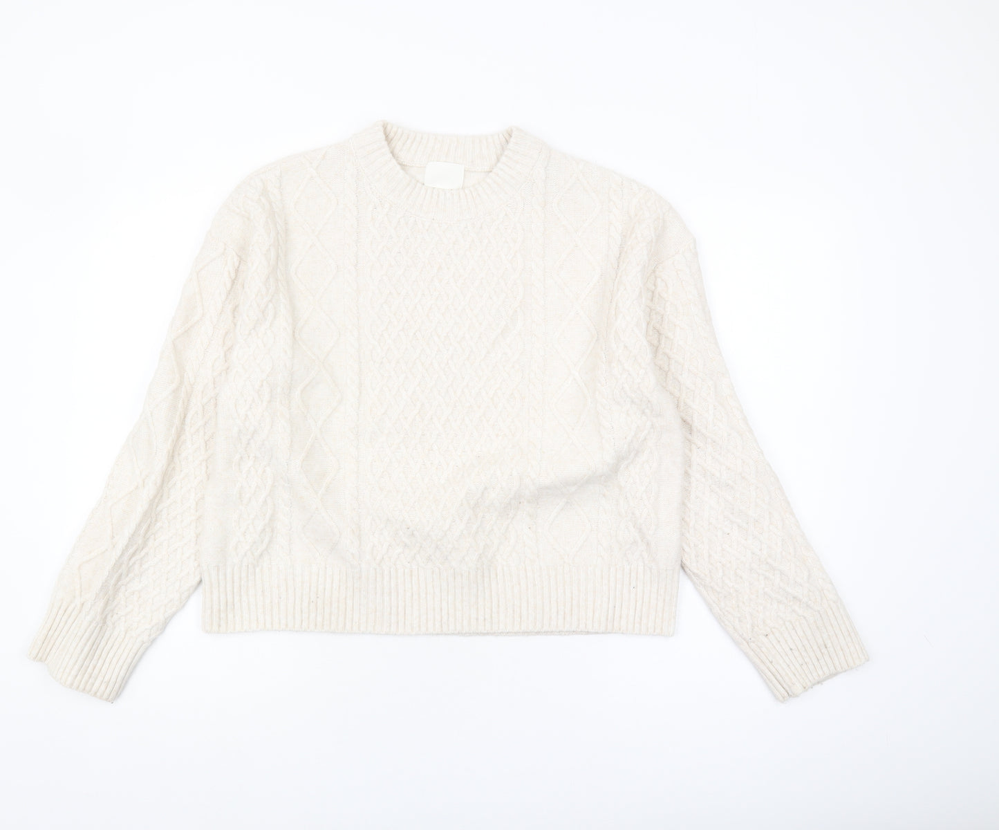H&M Women's Beige Cable-Knit Jumper, Size 12