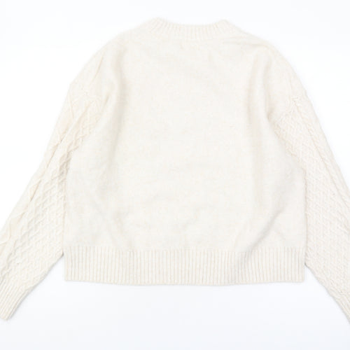 H&M Women's Beige Cable-Knit Jumper, Size 12