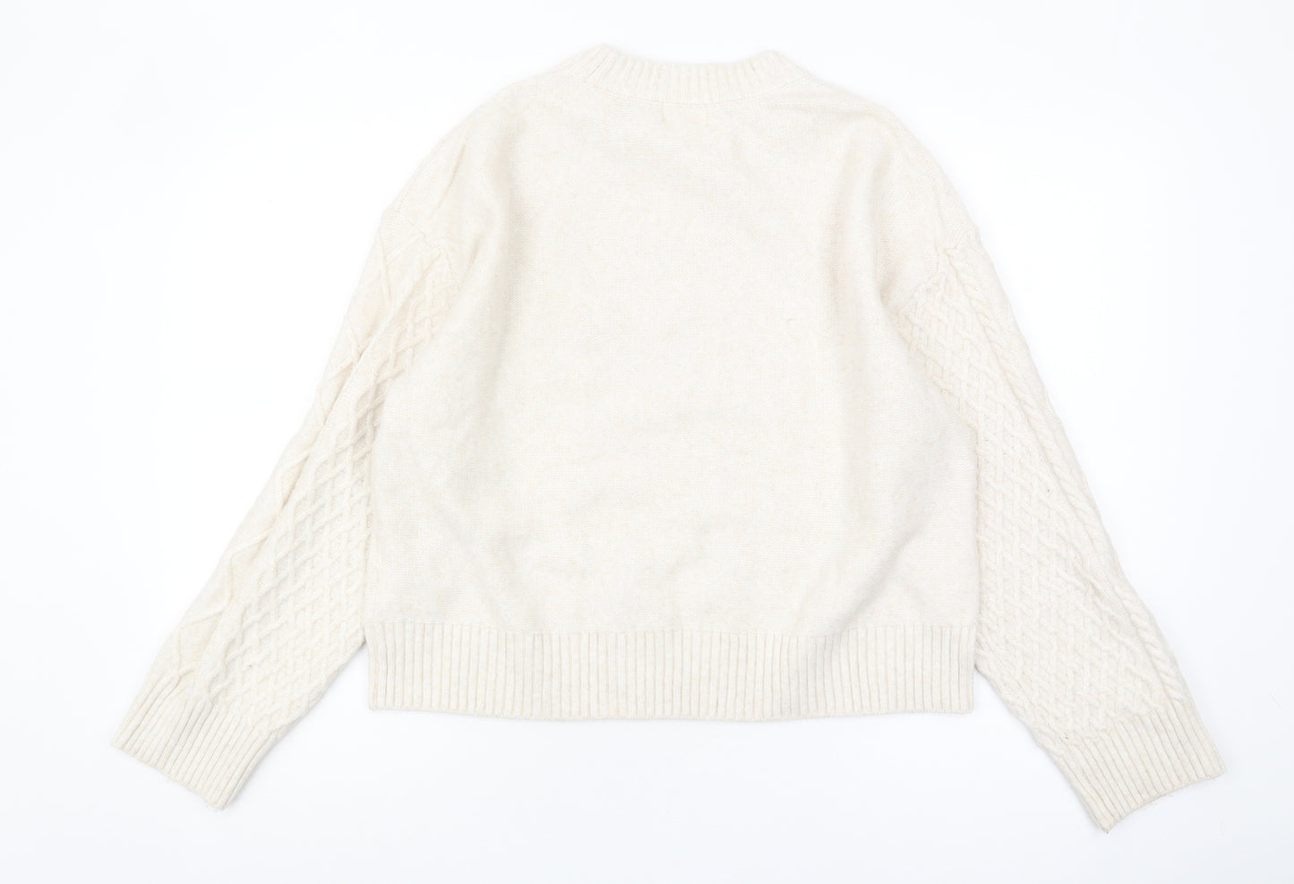 H&M Women's Beige Cable-Knit Jumper, Size 12