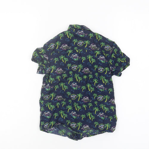 M&Co Boys Blue Button-Up Short Sleeve Beach Shirt 4-5 Years
