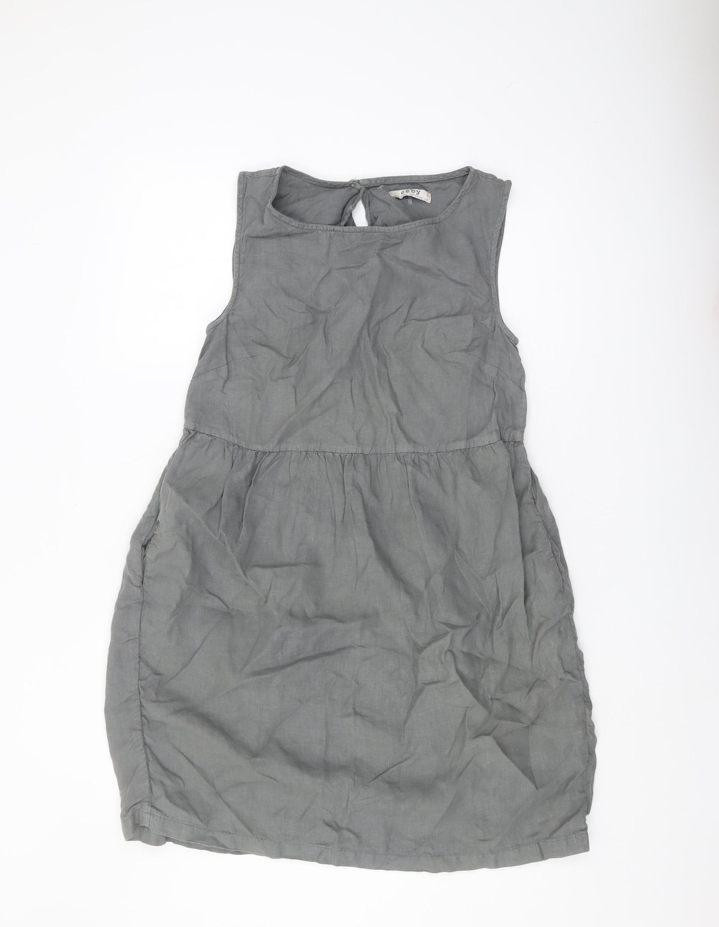 Esby Women's Grey Sleeveless Linen Dress S