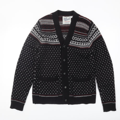 Topman Men's Black Medium Fair Isle Cardigan