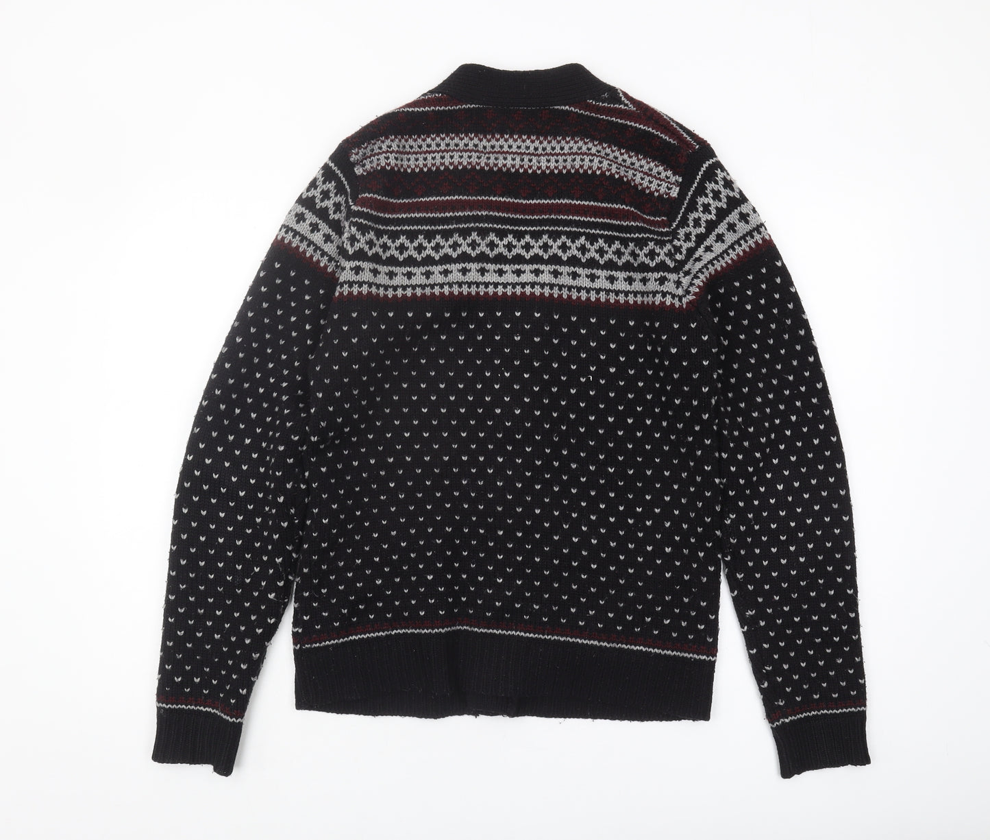 Topman Men's Black Medium Fair Isle Cardigan