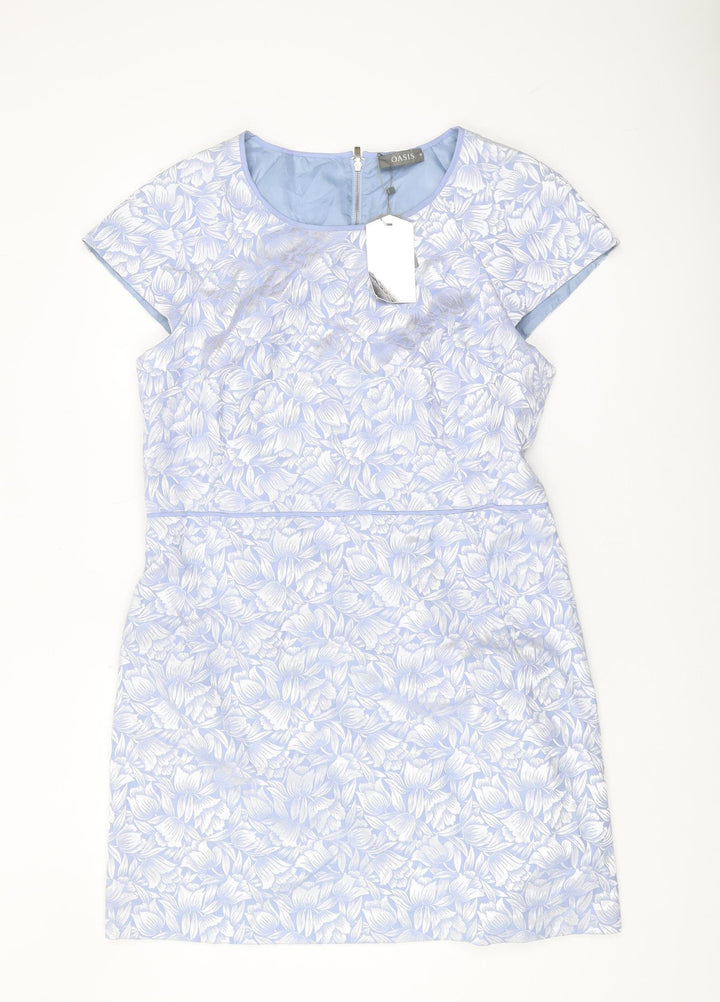 Oasis Women's Blue A-Line Floral Dress, Size 18