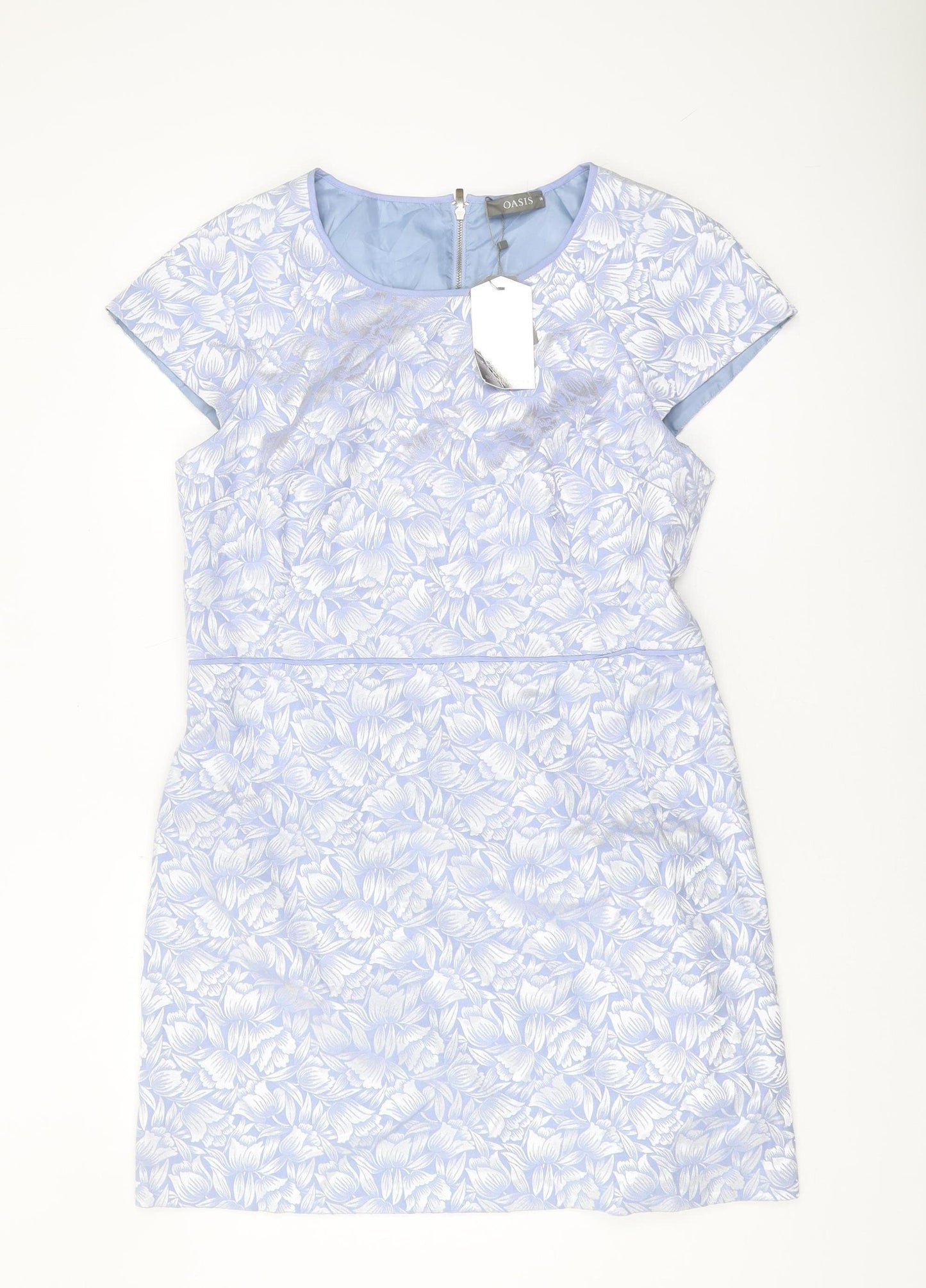 Oasis Women's Blue A-Line Floral Dress, Size 18