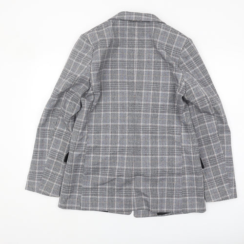 H&M Women's Grey Plaid Blazer Jacket, Size 12