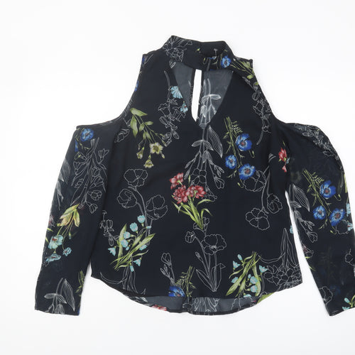 River Island Women's Black Floral Blouse Size 10