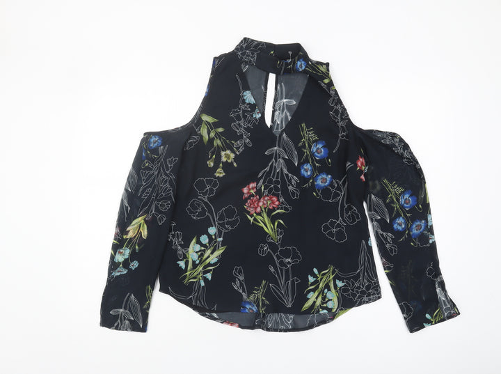 River Island Women's Black Floral Blouse Size 10