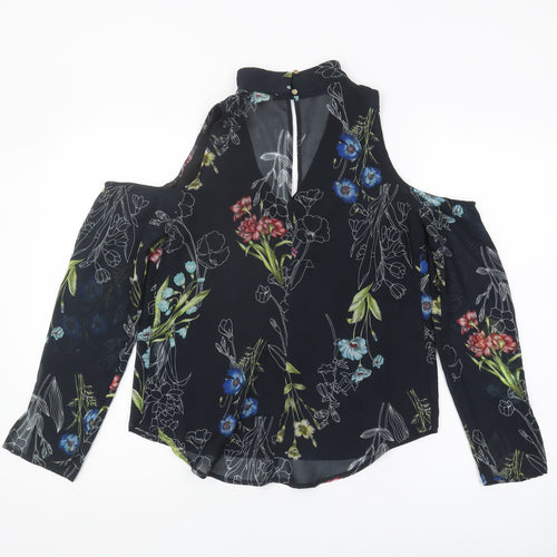River Island Women's Black Floral Blouse Size 10