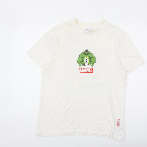 Marvel Men's White Hulk Comic T-Shirt M