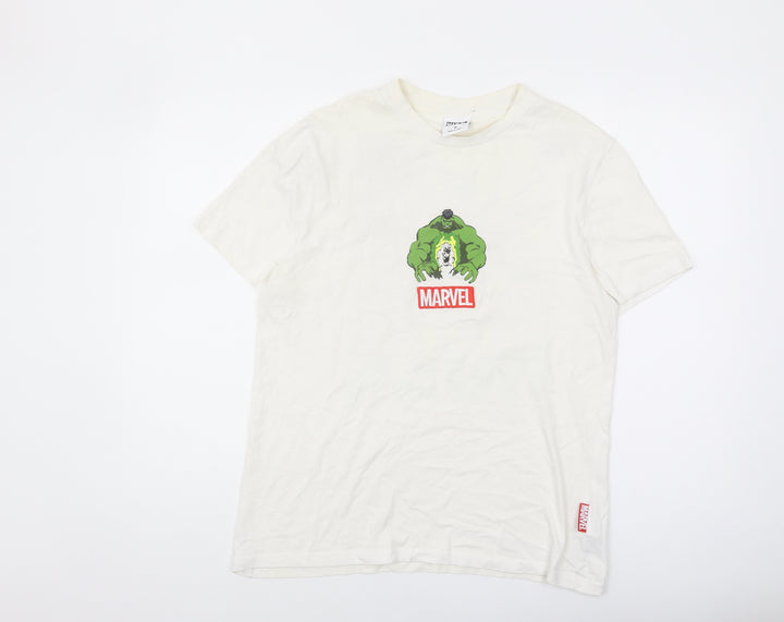 Marvel Men's White Hulk Comic T-Shirt M