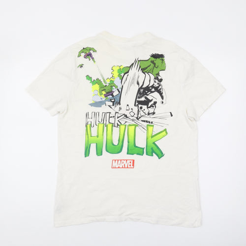 Marvel Men's White Hulk Comic T-Shirt M