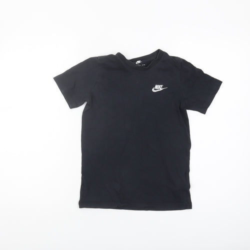Nike Boys Black T-Shirt, Size S, Logo Accent, Casual Wear