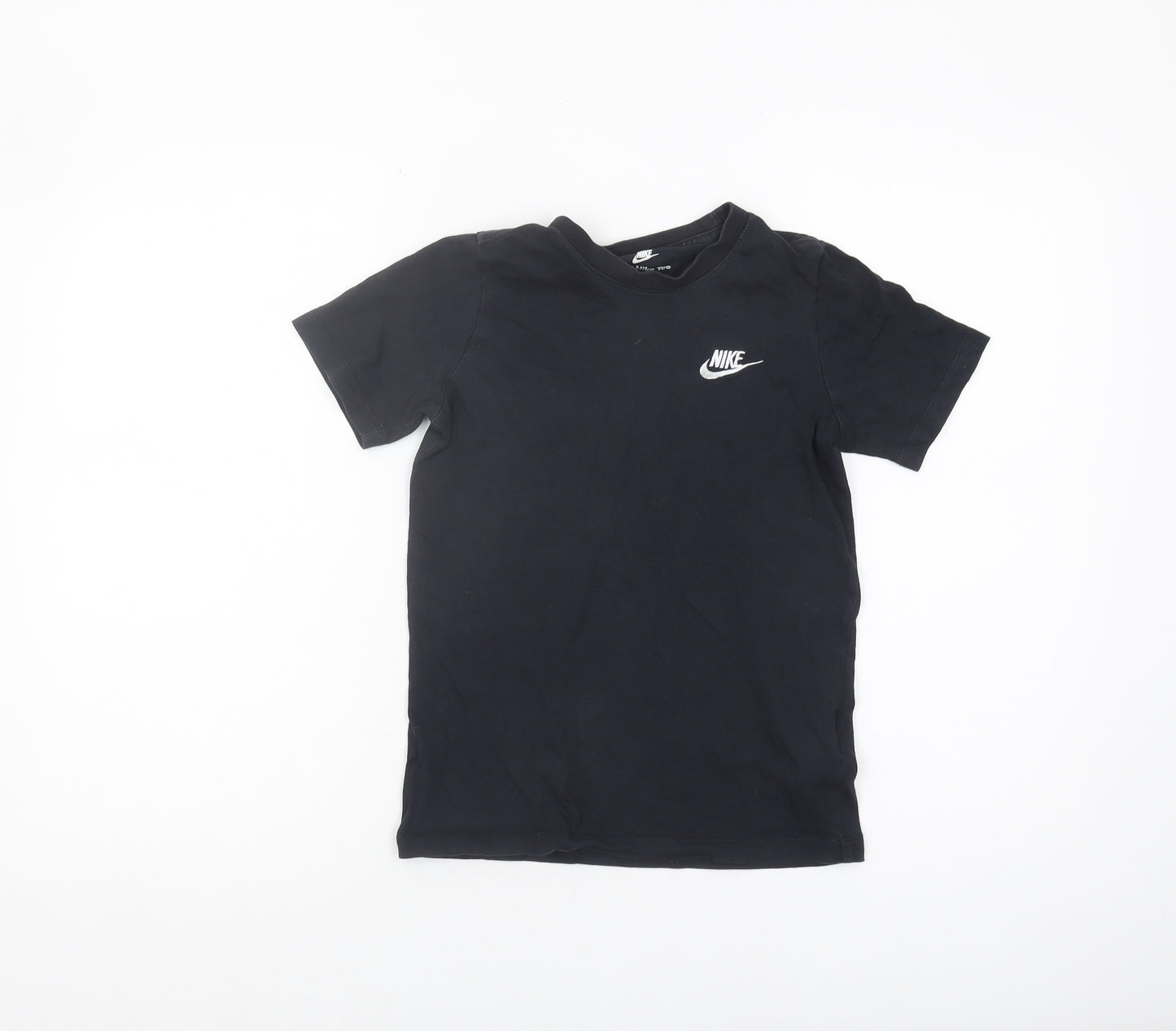 Nike Boys Black T-Shirt, Size S, Logo Accent, Casual Wear