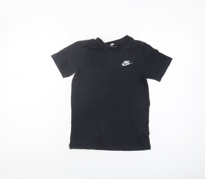 Nike Boys Black T-Shirt, Size S, Logo Accent, Casual Wear
