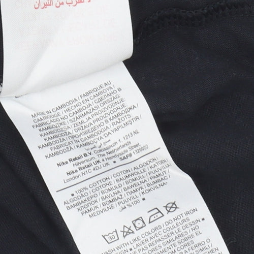 Nike Boys Black T-Shirt, Size S, Logo Accent, Casual Wear