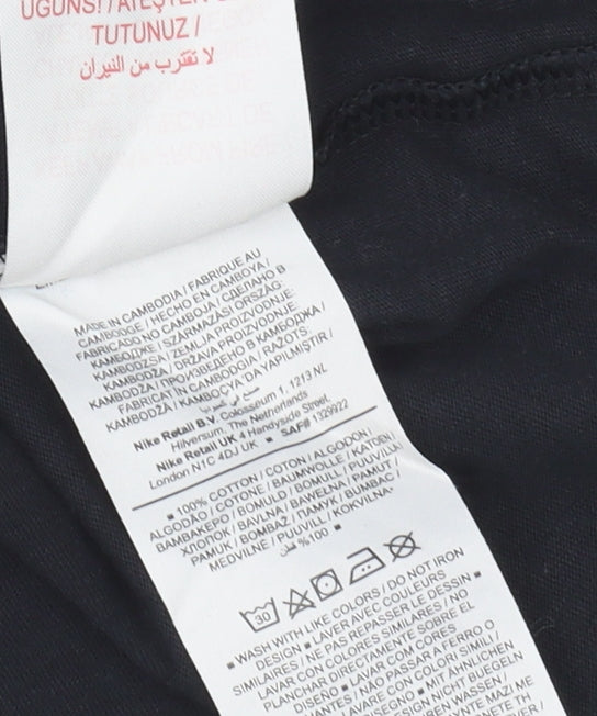 Nike Boys Black T-Shirt, Size S, Logo Accent, Casual Wear
