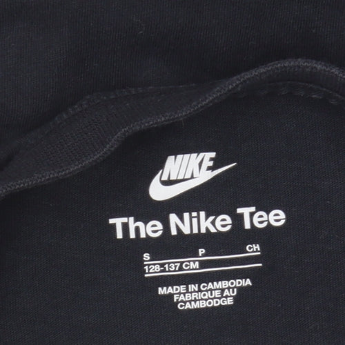 Nike Boys Black T-Shirt, Size S, Logo Accent, Casual Wear