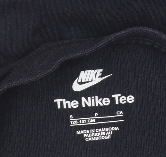 Nike Boys Black T-Shirt, Size S, Logo Accent, Casual Wear