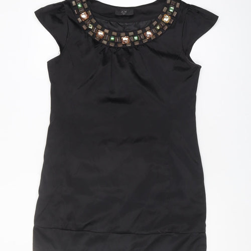 AX Paris Women's Black Beaded Sleeveless Blouse Size 12