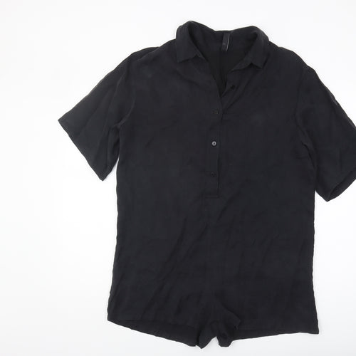 Zara Women's Black Collared Playsuit - Size S