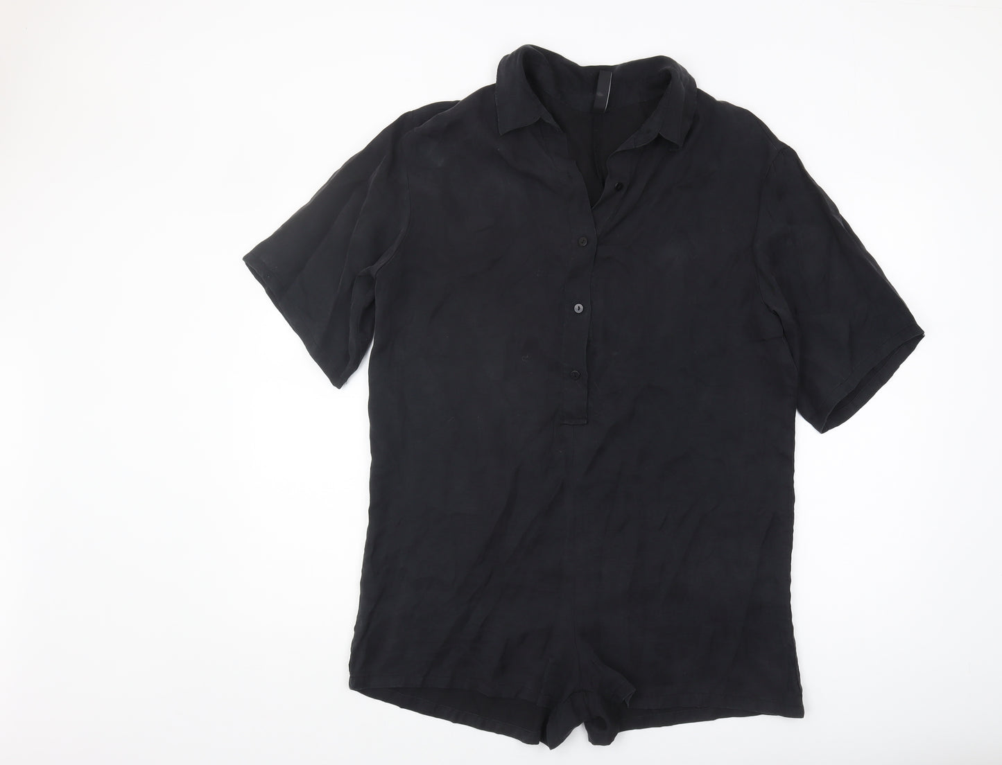 Zara Women's Black Collared Playsuit - Size S