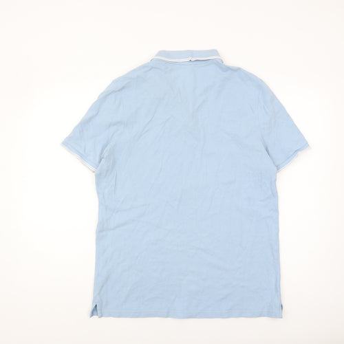 Marks and Spencer Men's Blue Polo Shirt - Size L
