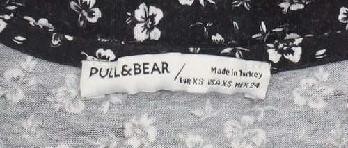 Pull&Bear Women's Black Floral Wrap Dress XS