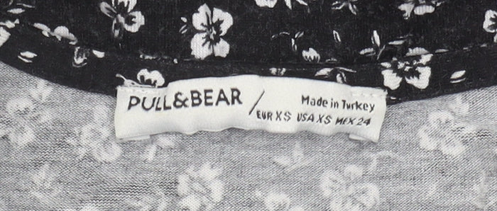 Pull&Bear Women's Black Floral Wrap Dress XS