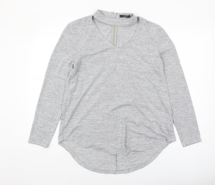 Quiz Womens Grey Long Sleeve Knit Top Size 12
