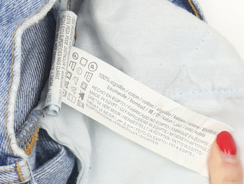 Pull&Bear Womens Blue Distressed Straight Jeans Size 10