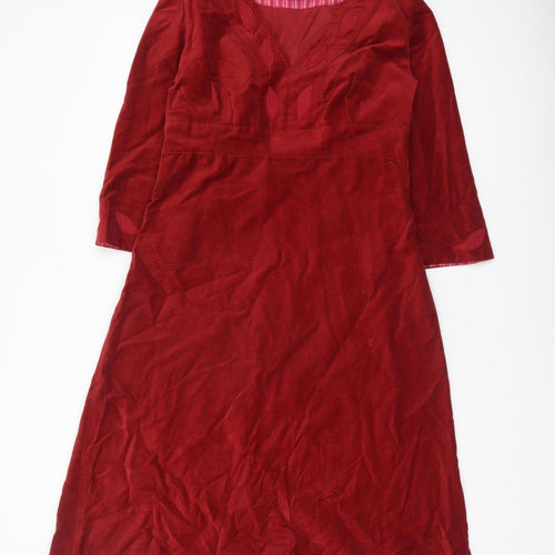 Bishopston Womens Red V-Neck Dress Size 10
