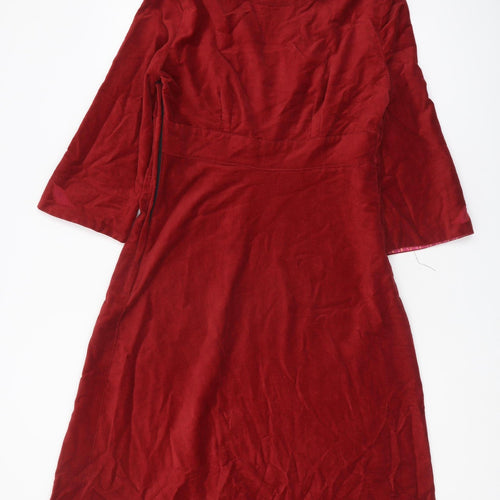 Bishopston Womens Red V-Neck Dress Size 10