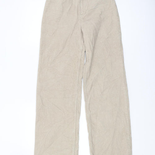 Monki Women's Beige Wide-Leg Corduroy Trousers