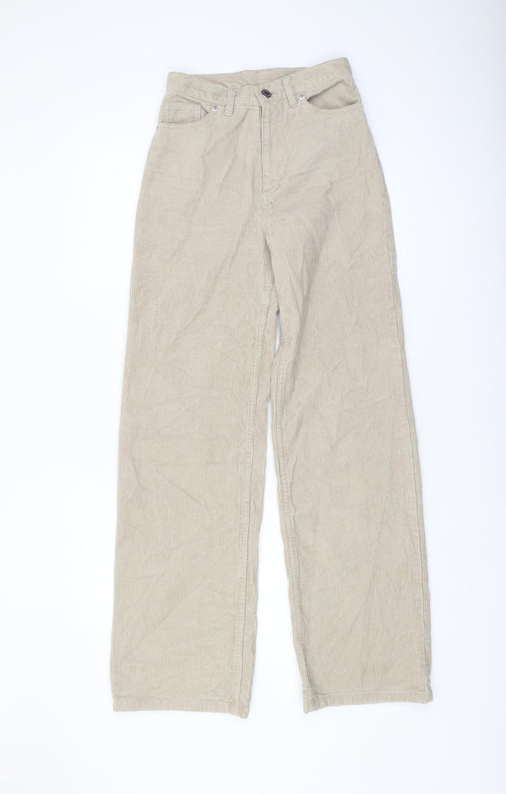 Monki Women's Beige Wide-Leg Corduroy Trousers
