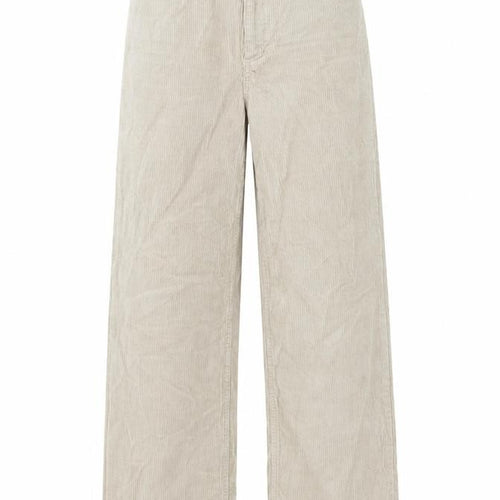 Monki Women's Beige Wide-Leg Corduroy Trousers