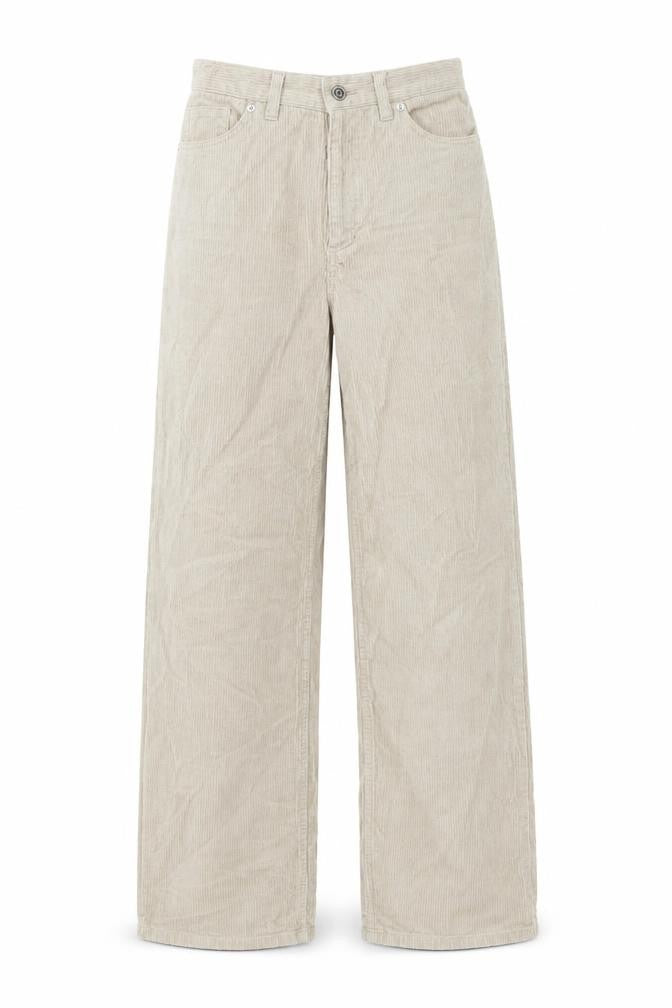 Monki Women's Beige Wide-Leg Corduroy Trousers