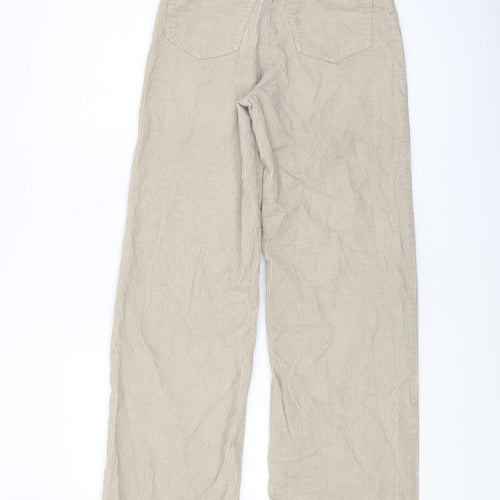 Monki Women's Beige Wide-Leg Corduroy Trousers