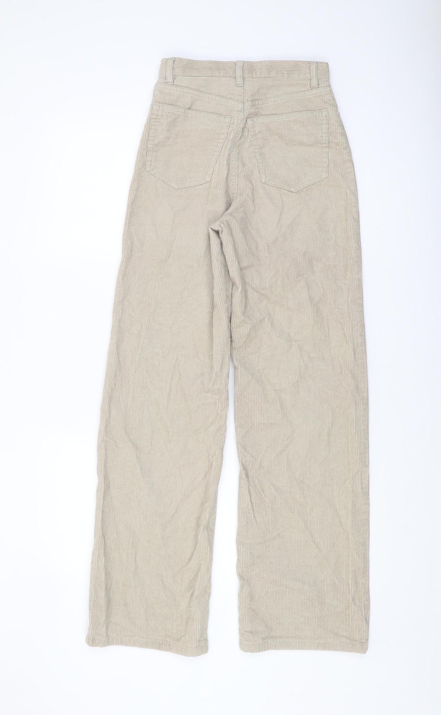 Monki Women's Beige Wide-Leg Corduroy Trousers