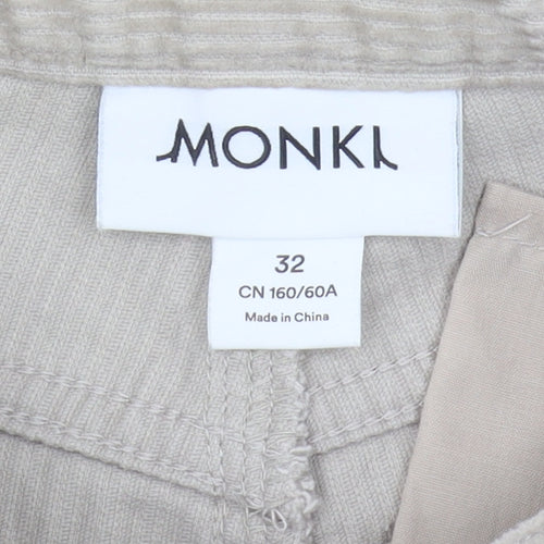 Monki Women's Beige Wide-Leg Corduroy Trousers