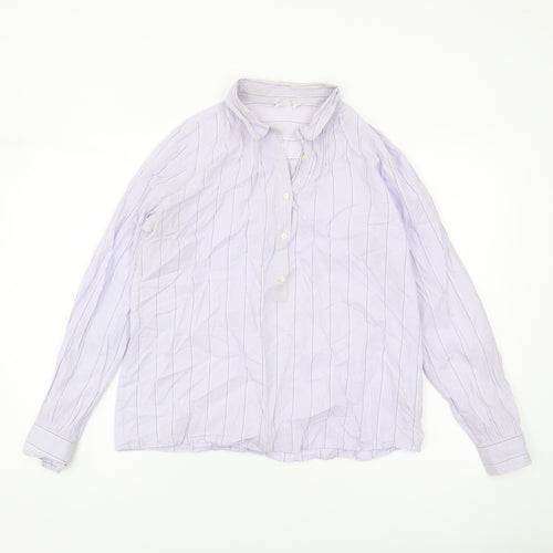 GAP Women's Purple Striped Long Sleeve Blouse XS